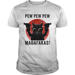 Cat Pew Pew Pew Madafakas Sunset Meme Funny T-Shirt